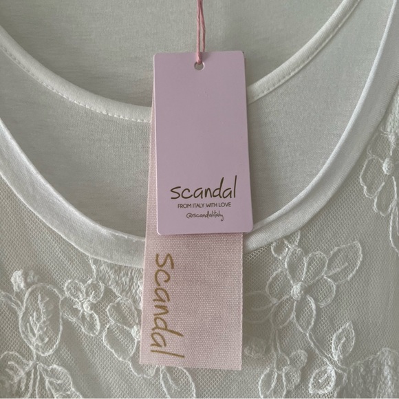 SCANDAL ITALY | NWT Long Sleeve Bohemian White Mini Dress | M/L - Picture 2 of 6